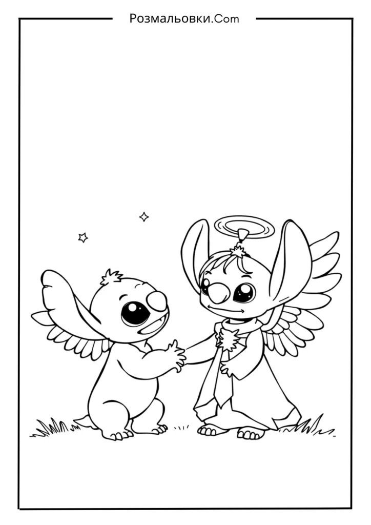 Стіч розмальовка: 21+ яскравих ідей для творчості дітей 12 Стіч і Енджел