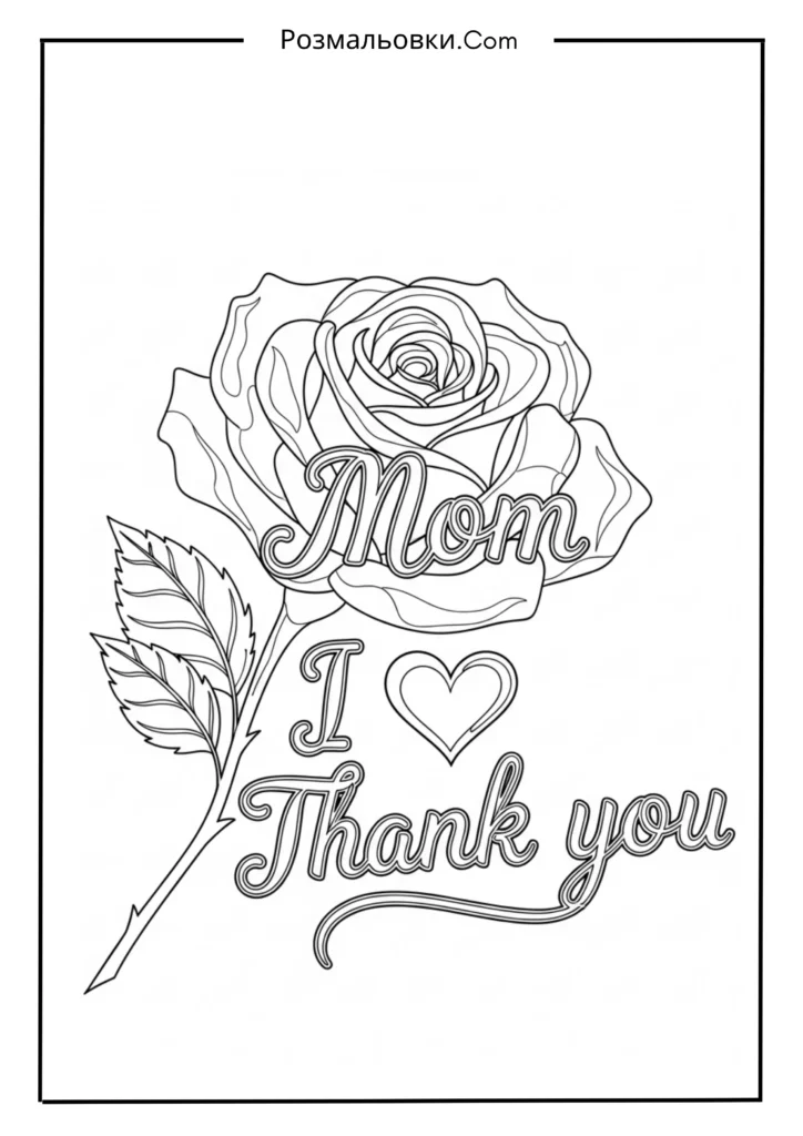 Розмальовка троянда: 21+ ідей для творчості та розвитку дітей 16 Троянда з написом