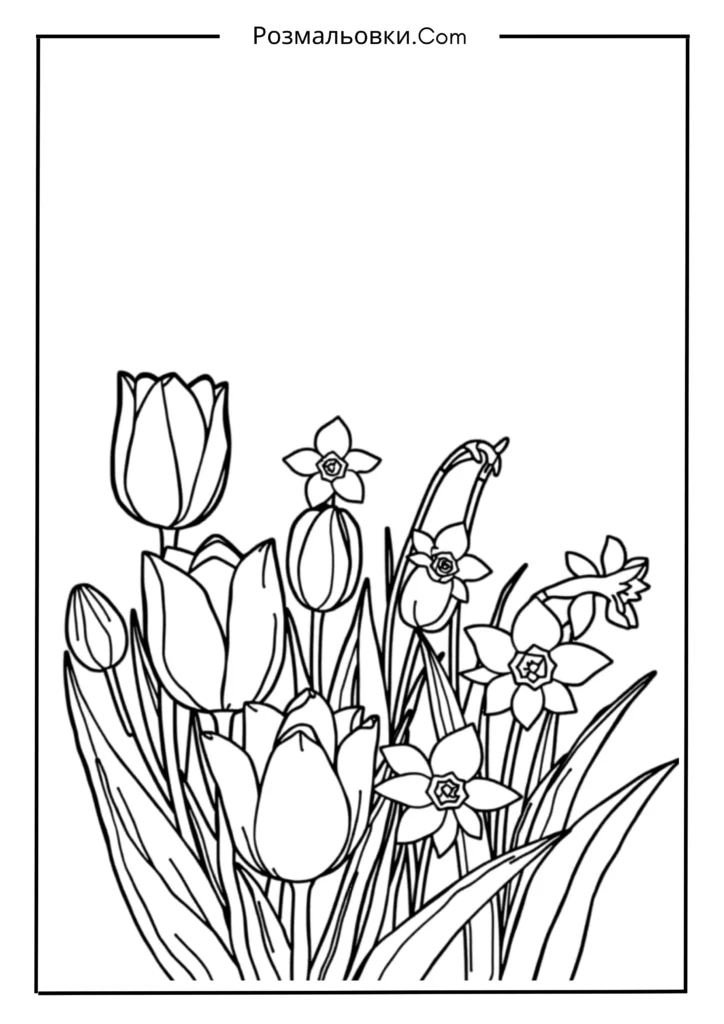 Тюльпани та нарциси у саду