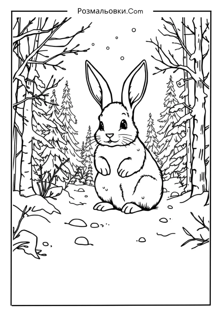  Зайчик у засніженому лісі