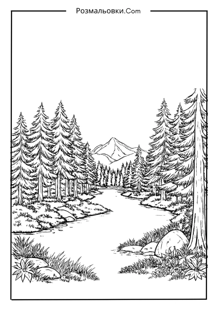 Oсінній пейзаж розмальовка осінь — Найкращі Осінні Ідеї для Дітей 2 Золоте лісове озеро