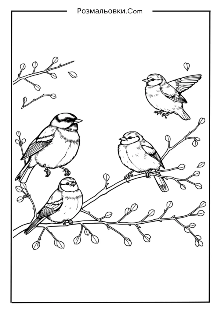 Зимові птахи розмальовка