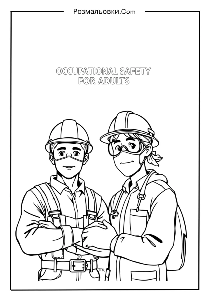 Охорона праці очима дітей — пізнавальні розмальовки 4 Безпечна праця дорослих