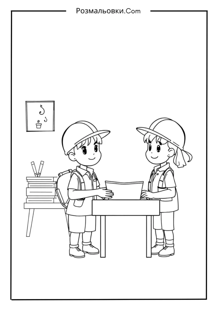 Охорона праці очима дітей — пізнавальні розмальовки 2 Безпека в школі