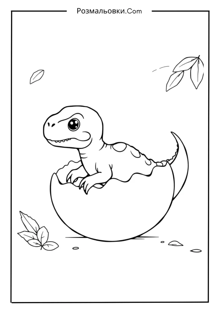 розмальовка динозавр - 17+ захопливих ідей про розмальовку динозаврів для дітей 7 Динозавр-малюк з яйця