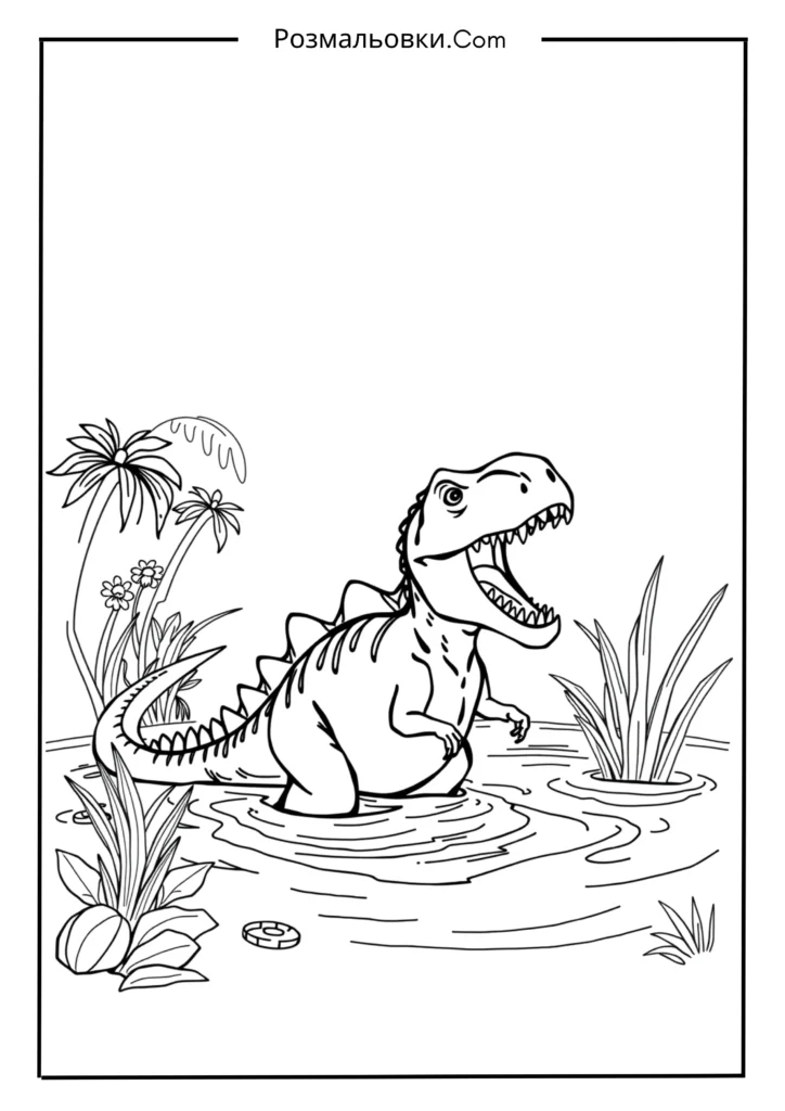 розмальовка динозавр - 17+ захопливих ідей про розмальовку динозаврів для дітей 15 Динозавр у воді