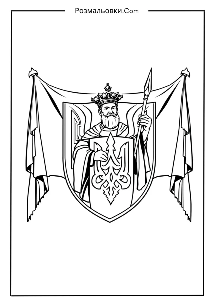 Герб і прапор України разом на щиті