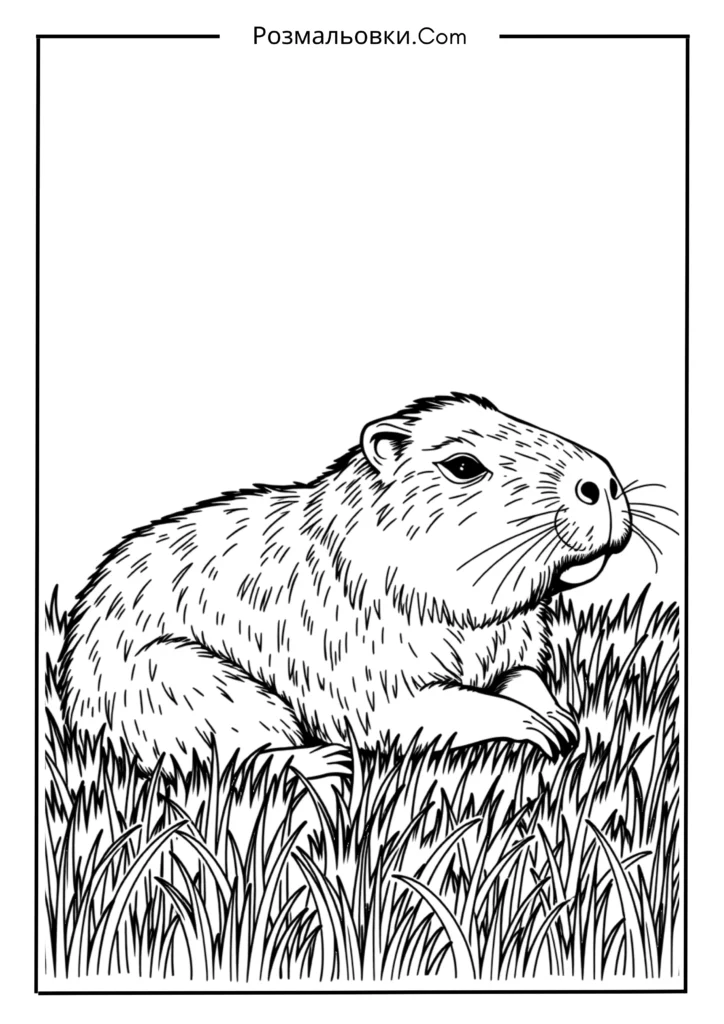 Капібара відпочиває на траві