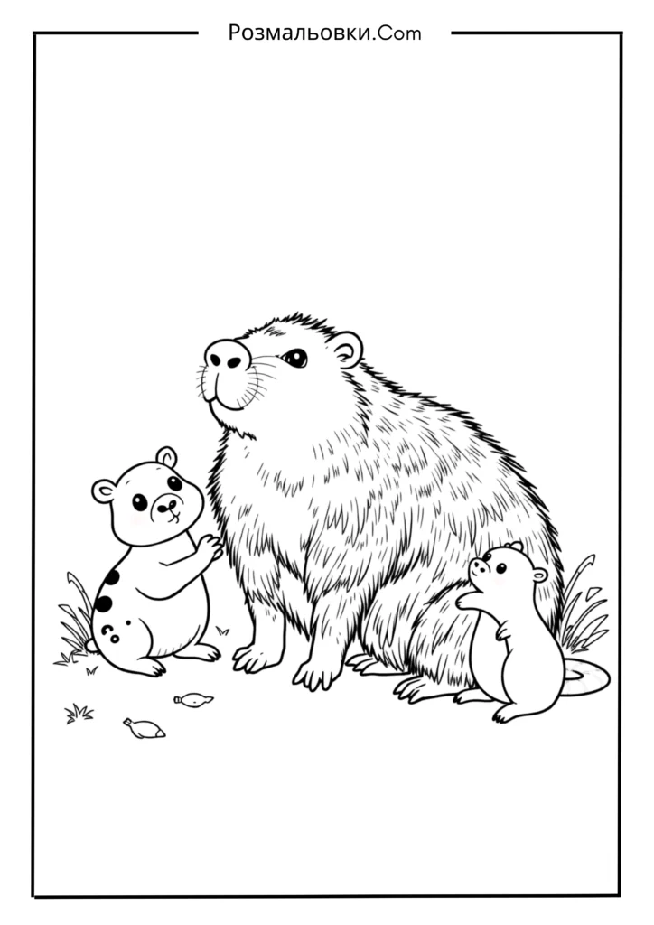 Капібара з друзями-тваринами