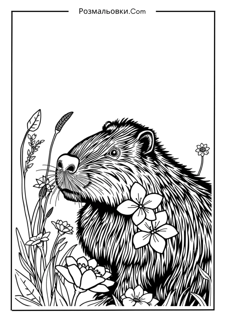  Капібара з квітами