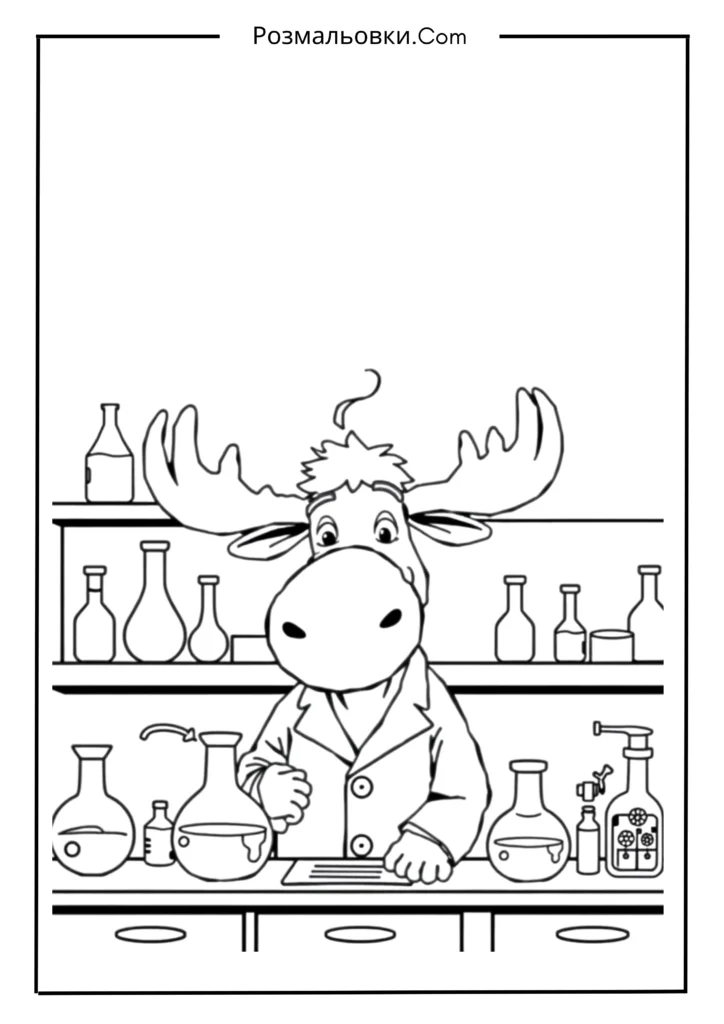 Розмальовки Смешарики: 19+ ідей розмальовок для дітей 4 Лосяш у лабораторії