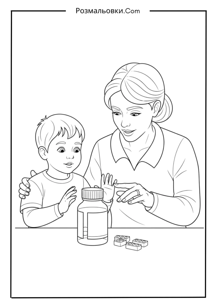 Охорона праці очима дітей — пізнавальні розмальовки 6 Медична безпека