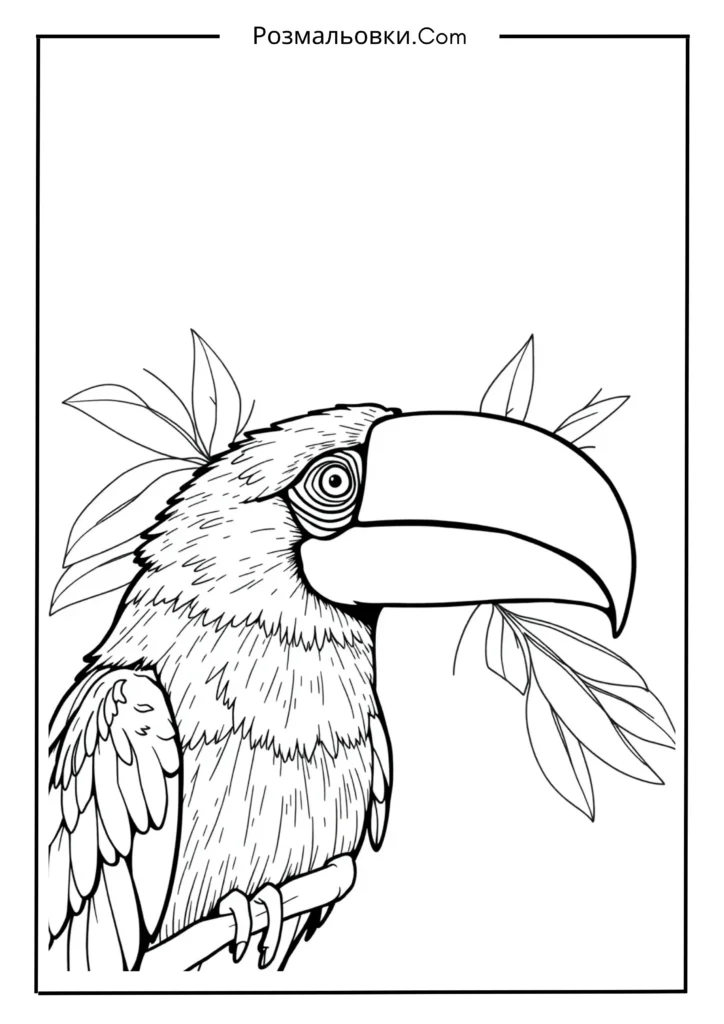 Розмальовки пташок: 9+ творчих ідей для дітей 3 Папуга з великим дзьобом