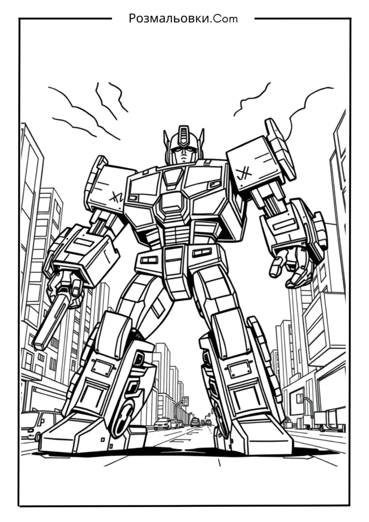 Робот-трансформер у місті