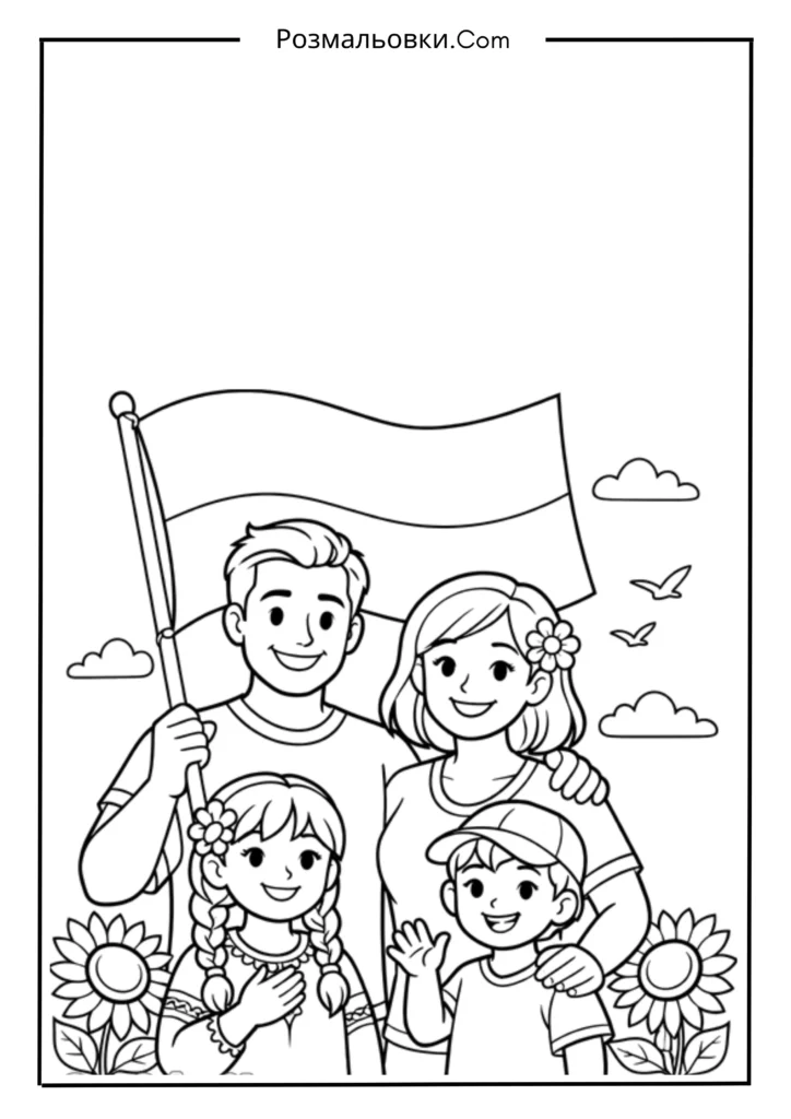 Родина з прапором України