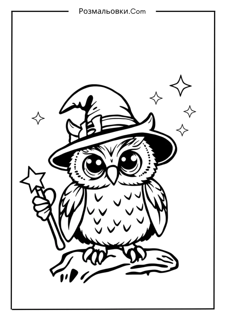 Розмальовка сова — чарівний світ мудрих птахів для дітей 7 Сова-чарівниця