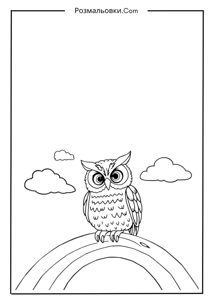 Розмальовка сова — чарівний світ мудрих птахів для дітей 11 Сова на веселці