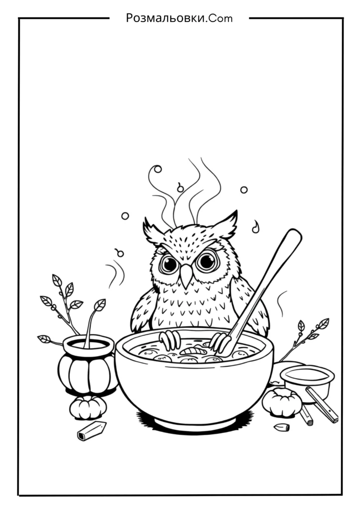 Розмальовки Смешарики: 19+ ідей розмальовок для дітей 15 Совунья готує суп