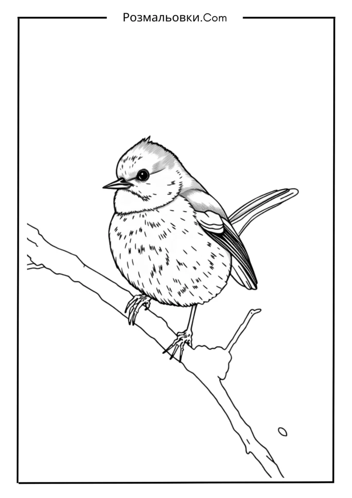 Розмальовки пташок: 9+ творчих ідей для дітей 7 Синичка взимку