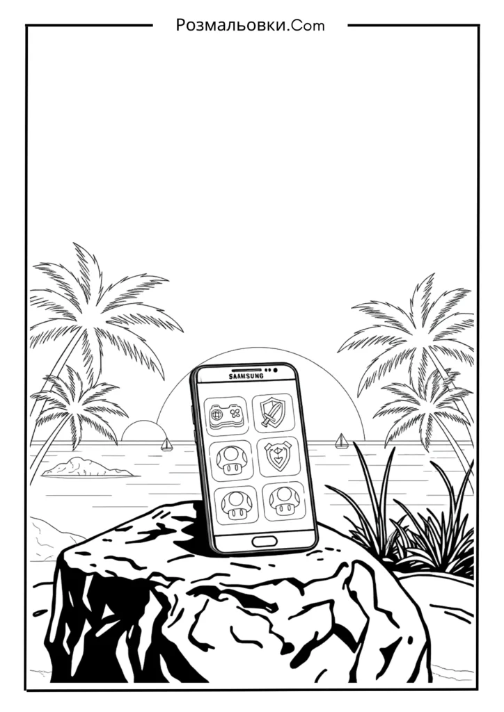 Розмальовка телефон – 9+ креативних ідей для дітей 7 Телефон Самсунг у яскравих кольорах