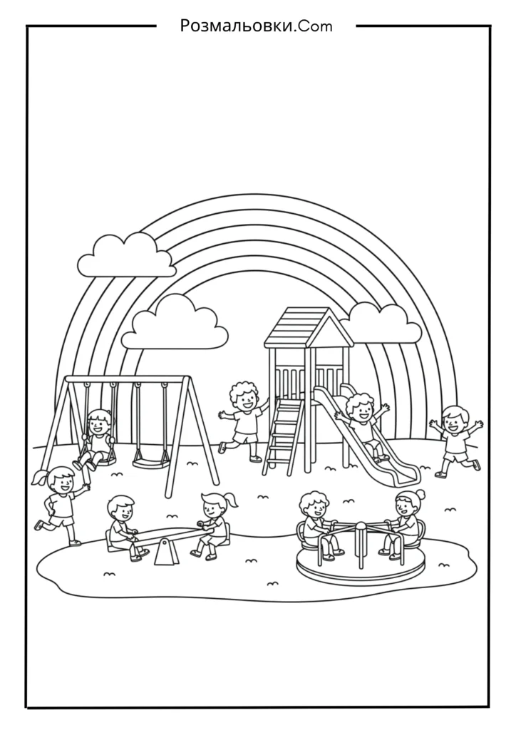 Розмальовка веселки - 20 яскравих кольорових ідей для дітей 9 Веселка і дитячий майданчик