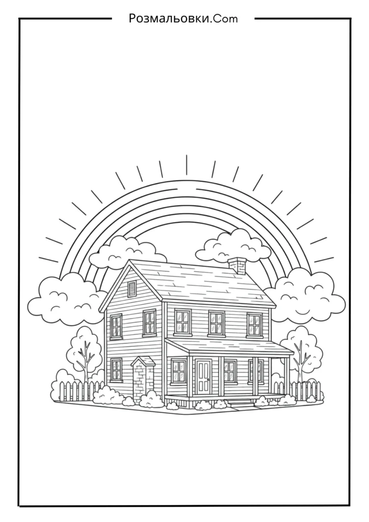 Розмальовка веселки - 20 яскравих кольорових ідей для дітей 12 Веселка над будиночками