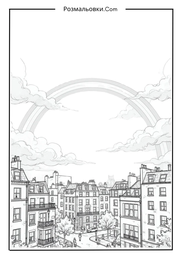 Розмальовка веселки - 20 яскравих кольорових ідей для дітей 11 Веселка над містом