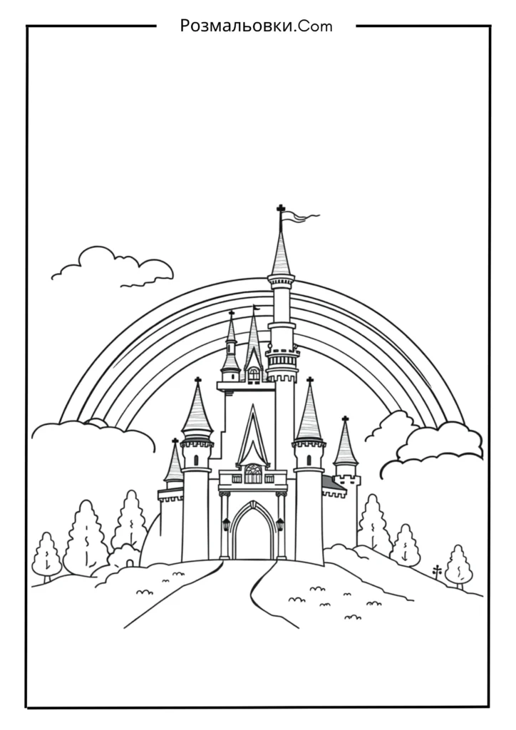 Розмальовка веселки - 20 яскравих кольорових ідей для дітей 8 Веселка над замком