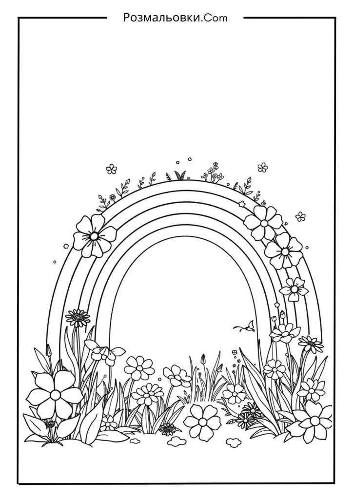 Розмальовка веселки - 20 яскравих кольорових ідей для дітей 16 Веселка з квітами