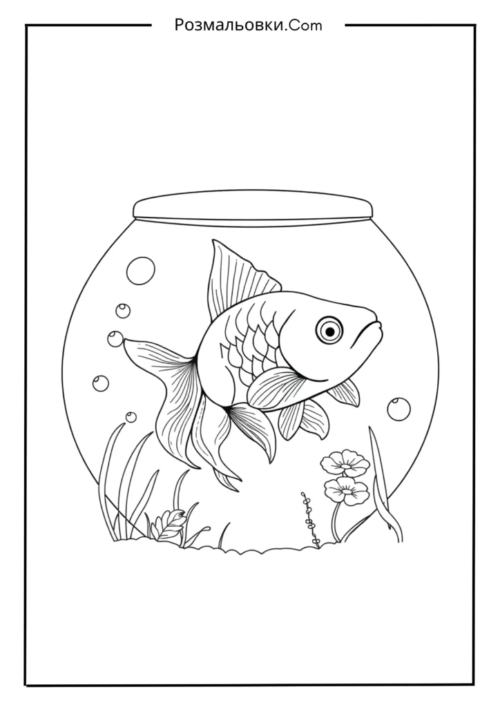 Розмальовка рибка: 20 найкращих ідей для маленьких художників 2 Золоті рибки в акваріумі