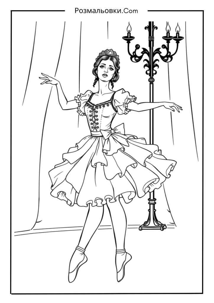 Розмальовка балерина – 12 чарівних ідей для маленьких мрійниць 3 Балерина в чумі розмальовка