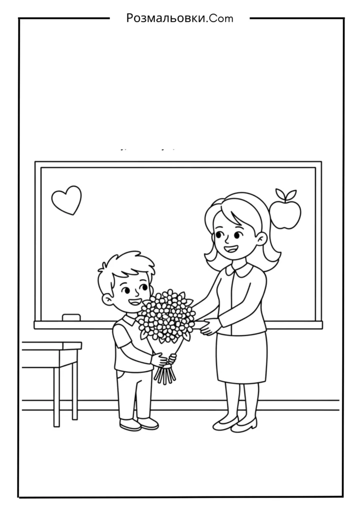 Розмальовки до Дня вчителя: 15+ творчих ідей для дітей 10 Букет для вчителя