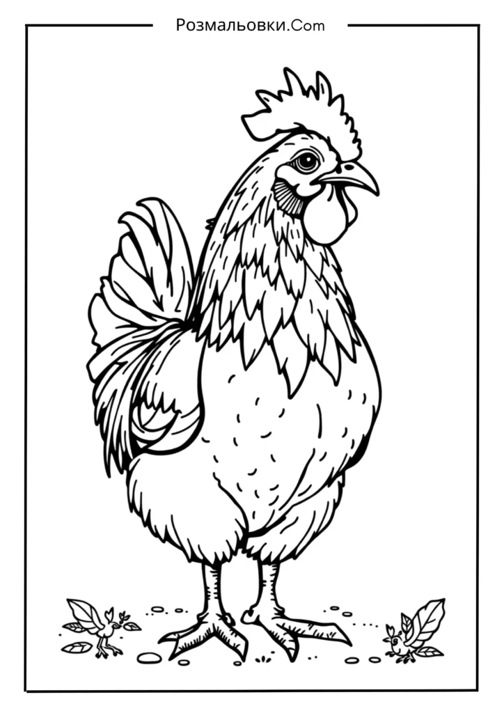 Курча розмальовка – 16 милих ідей для дитячої творчості 14 Деталізована розмальовка курча