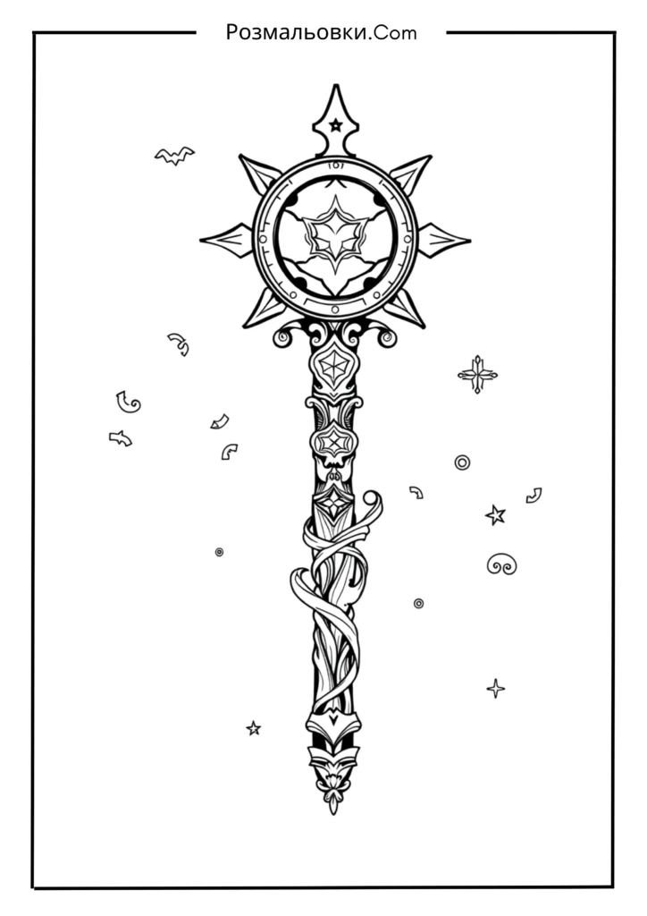 Розмальовки зброї – 16 ідей для творчості та пізнання 16 Фантастичний посох мага