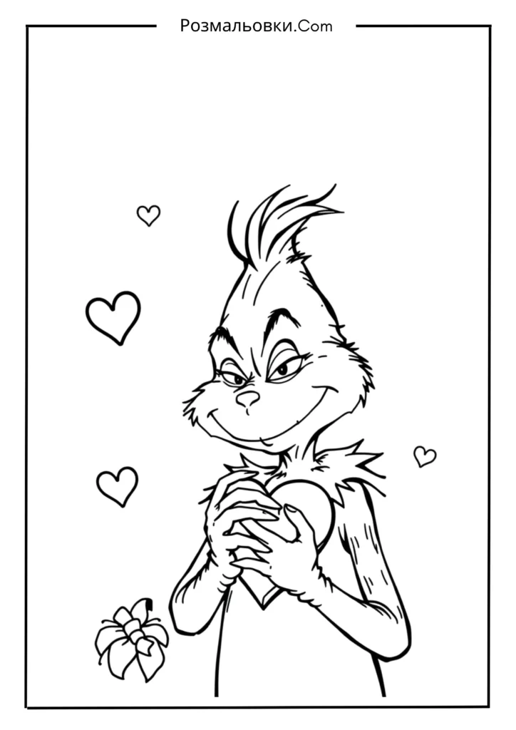 Гринч розмальовка – 12 святкових ідей для дітей 11 Гринч із серцем