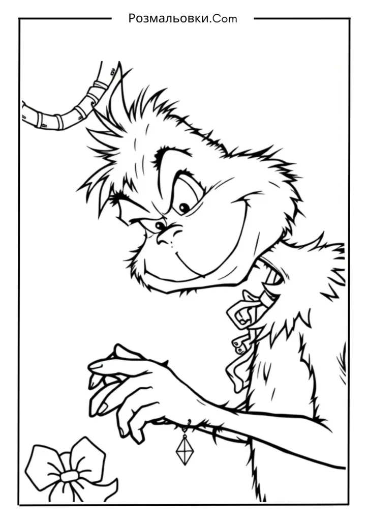 Гринч розмальовка – 12 святкових ідей для дітей 10 Гринч краде прикраси