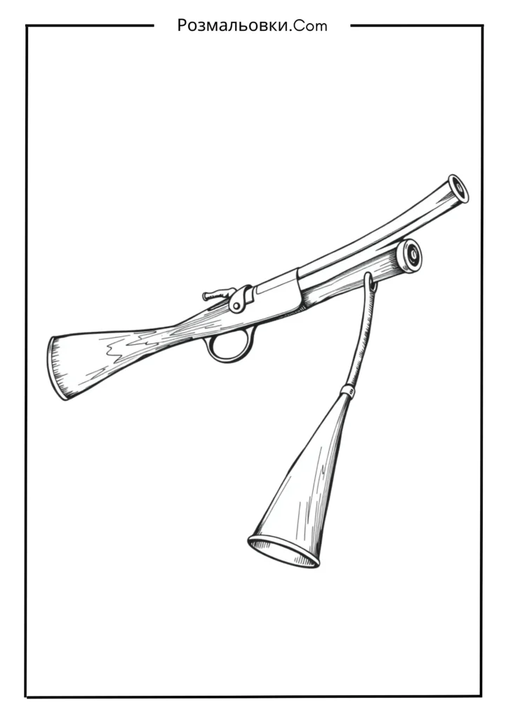 Розмальовки зброї – 16 ідей для творчості та пізнання 14 Історичний мушкет