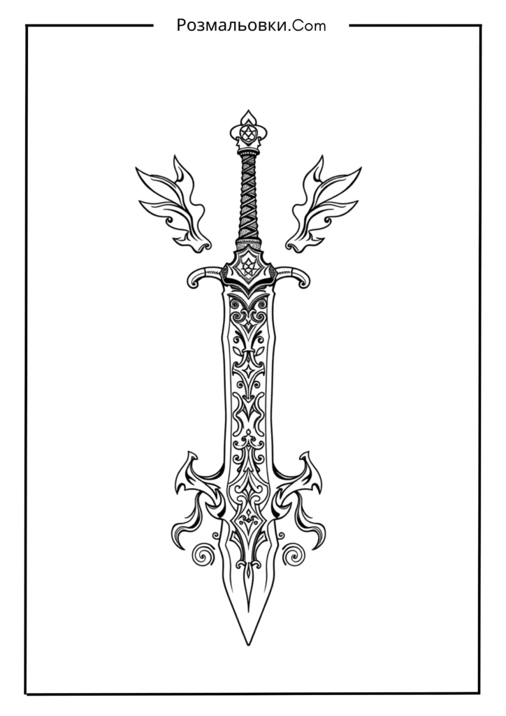 Розмальовки зброї – 16 ідей для творчості та пізнання 10 Казковий меч героя