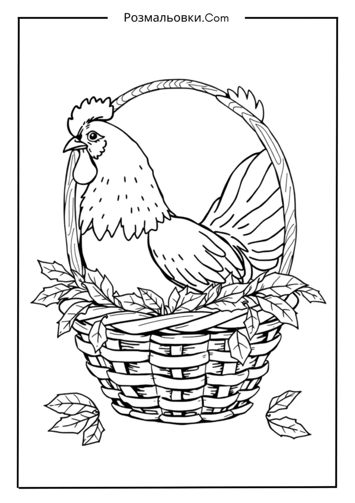 Курча розмальовка – 16 милих ідей для дитячої творчості 4 Курча в кошику