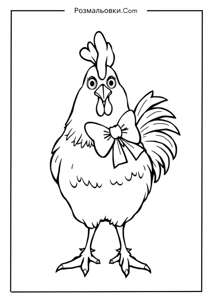 Курча розмальовка – 16 милих ідей для дитячої творчості 6 Курча з бантиком