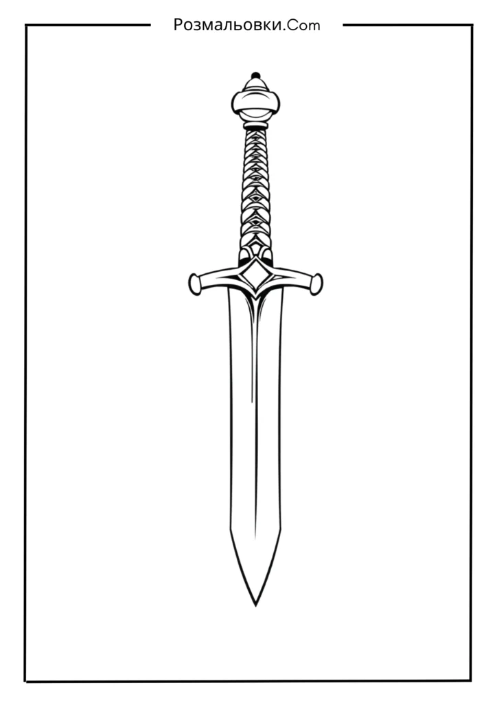 Розмальовки зброї – 16 ідей для творчості та пізнання 2 Лицарський меч