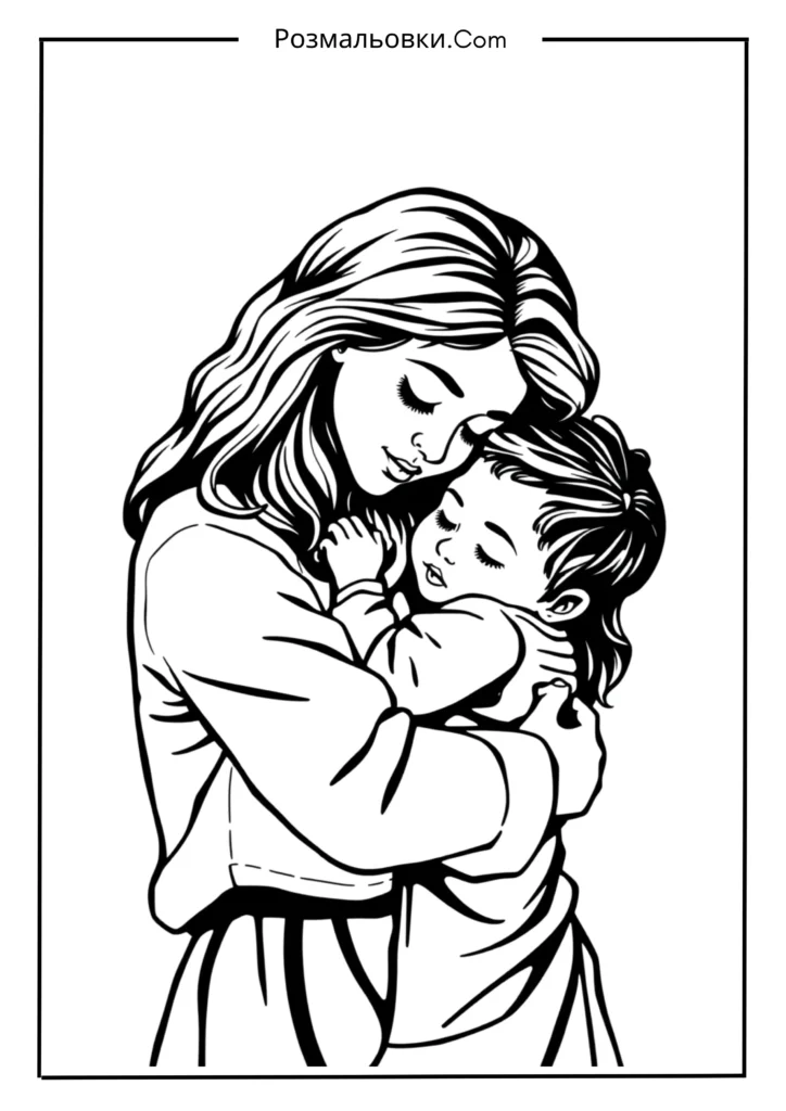 Мама і дитина обіймаються