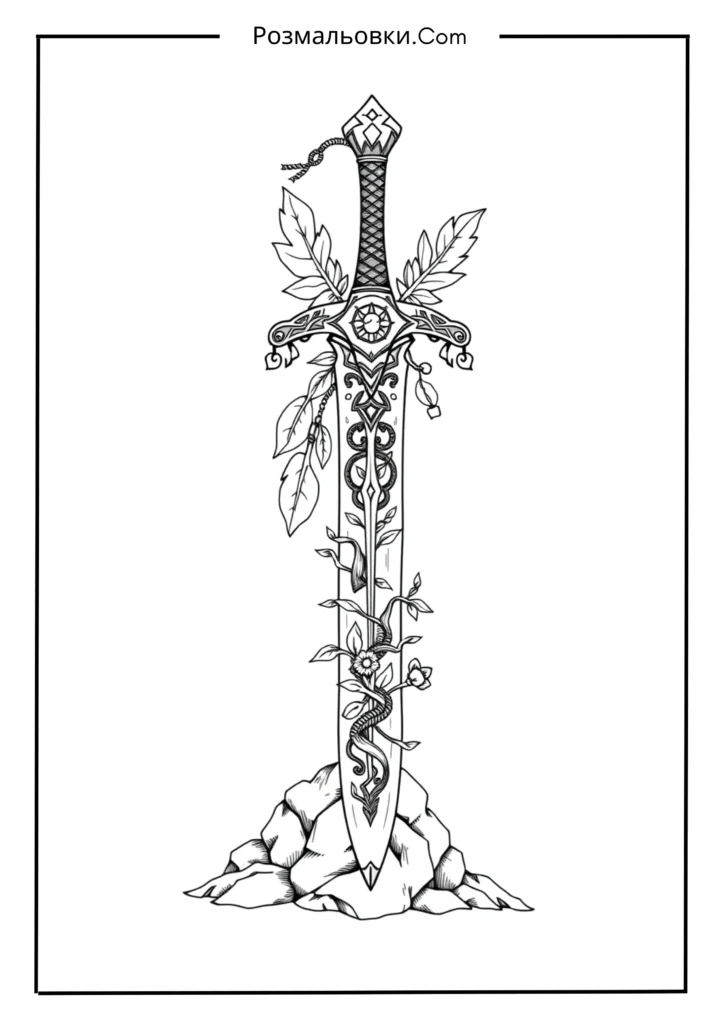Розмальовки зброї – 16 ідей для творчості та пізнання 8 Меч із каменю (легенда