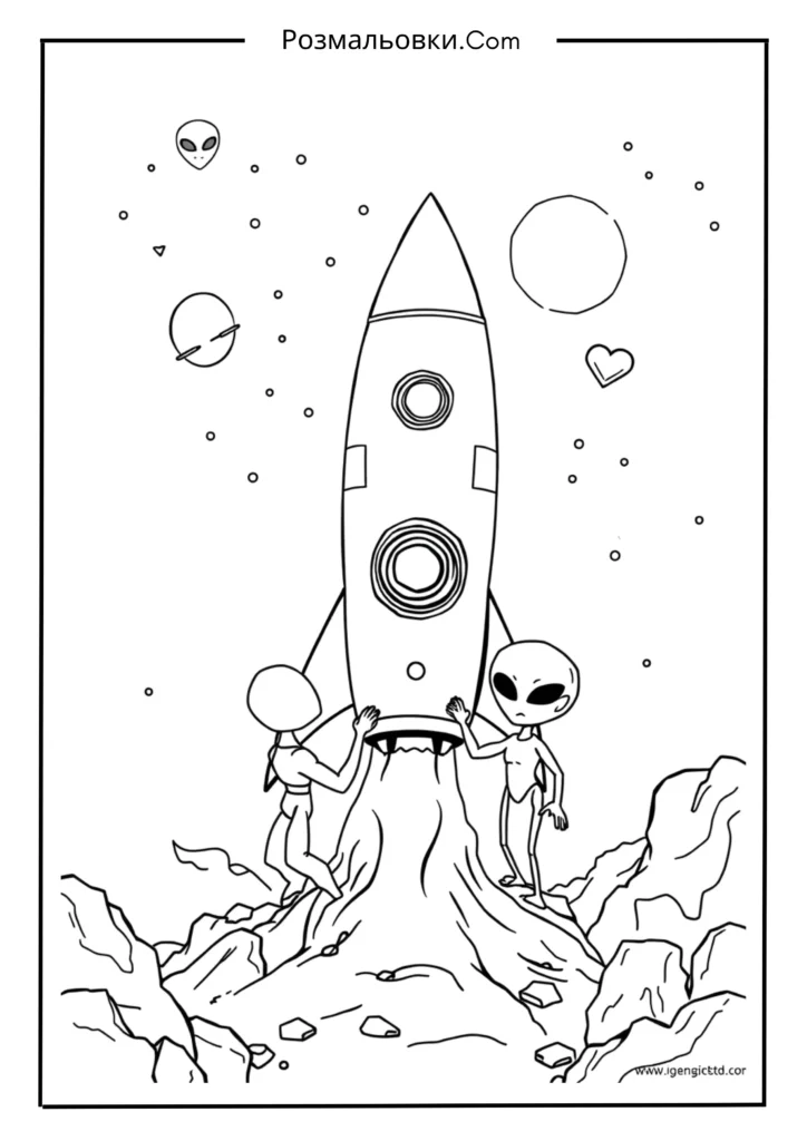Розімальовування ракет: 16 найкращих ідей для творчих дітей 13 Ракета та інопланетяни
