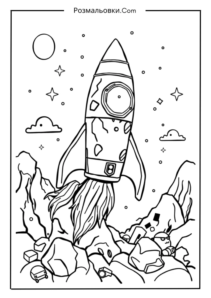 Розімальовування ракет: 16 найкращих ідей для творчих дітей 15 Ракета з наклейками