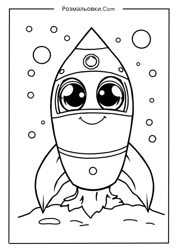 Розімальовування ракет: 16 найкращих ідей для творчих дітей 10 Ракета з очима та усмішкою