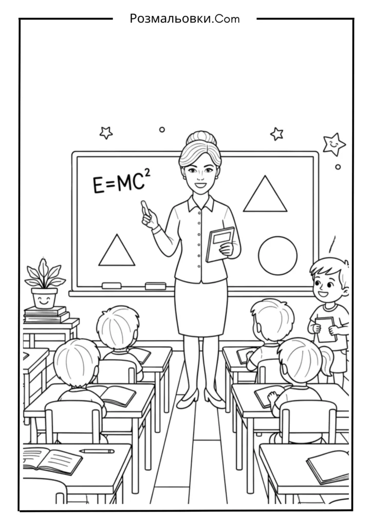 Розмальовки до Дня вчителя: 15+ творчих ідей для дітей 2 Вчитель біля дошки