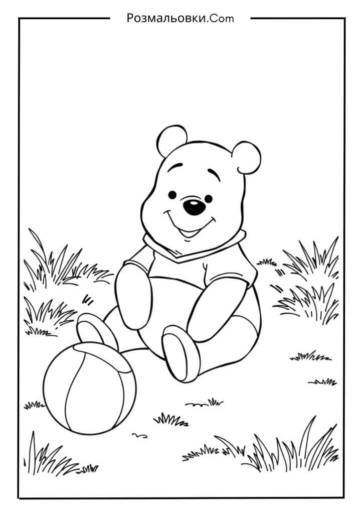 Вінні Пух розмальовка – 16 чарівних ідей для творчості дітей 16 Вінні-Пух з м'ячем