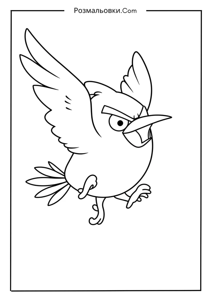 Розмальовки Злі пташки – 12 найкращих ідей для дітей 2 Червона пташка в польоті