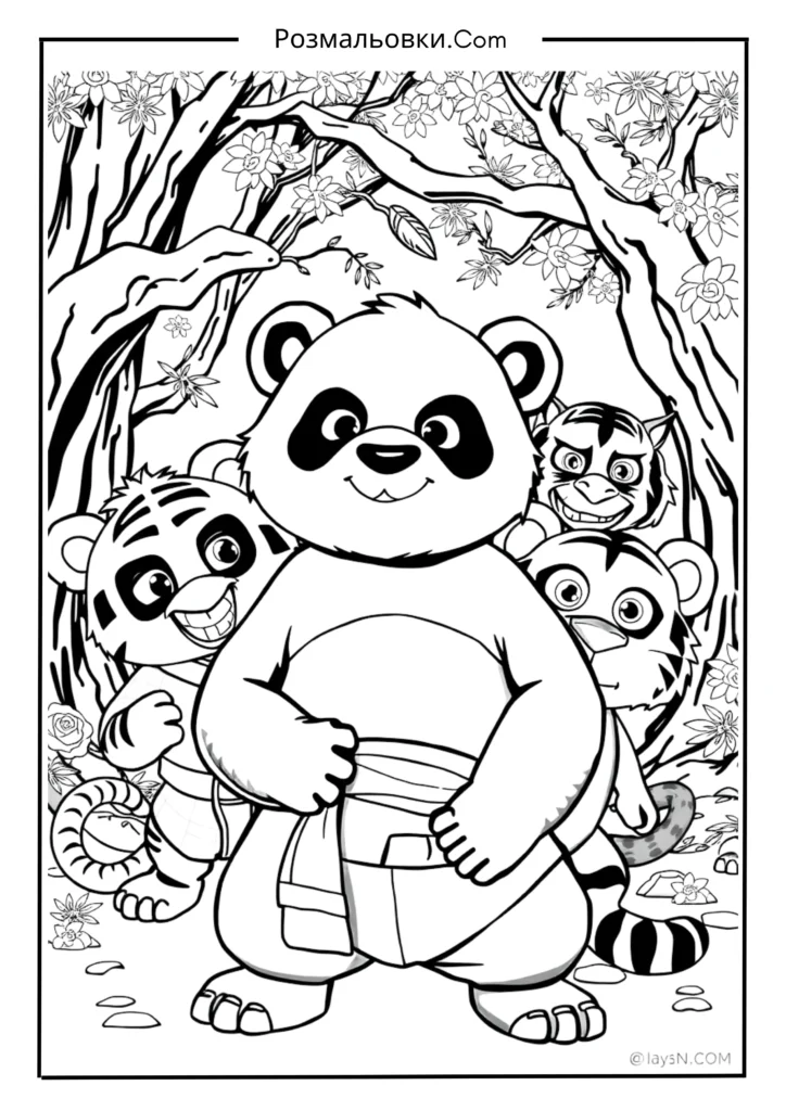 Розмальовки Панда Кунг Фу – 18 найкращих ідей для дітей 18 Друзі По